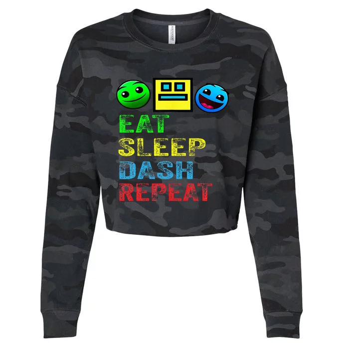 Eat Sleep Dash Repeat Video Game Geometry Cropped Pullover Crew