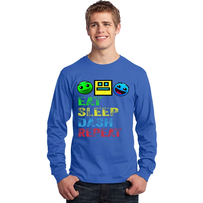 Eat Sleep Dash Repeat Video Game Geometry Long Sleeve Shirt