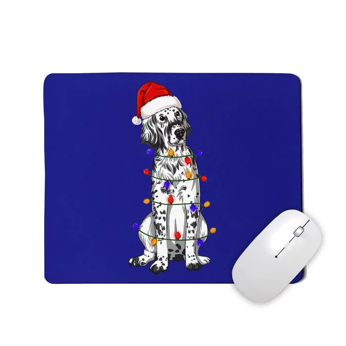 English Setter Dog Christmas Wearing Hat Santa Lights Mousepad