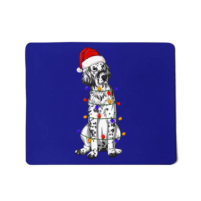 English Setter Dog Christmas Wearing Hat Santa Lights Mousepad