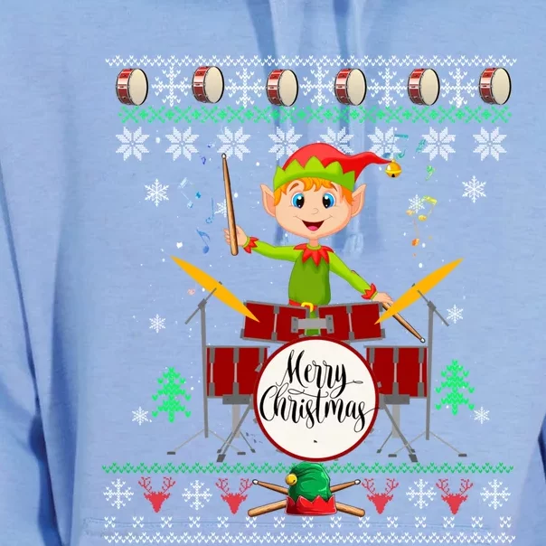 Elf Squad Drummer Ugly Christmas Drums Great Gift Drummer Musical Gift Unisex Surf Hoodie