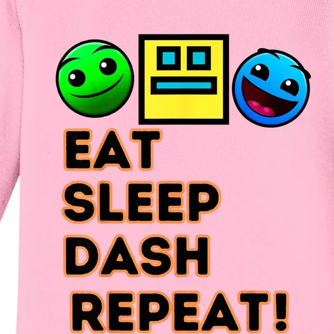 Eat Sleep Dash Repeat Video Game Geometry Video Gamer Baby Long Sleeve Bodysuit