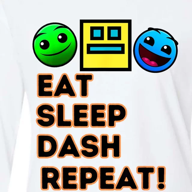 Eat Sleep Dash Repeat Video Game Geometry Video Gamer Womens Cotton Relaxed Long Sleeve T-Shirt