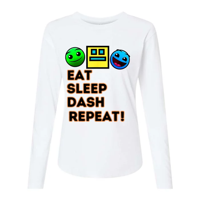 Eat Sleep Dash Repeat Video Game Geometry Video Gamer Womens Cotton Relaxed Long Sleeve T-Shirt