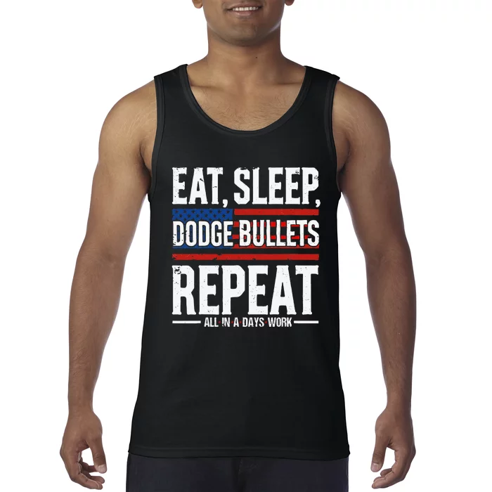 Eat Sleep Dodge Bullets Repeat Military Police Soldier Tank Top