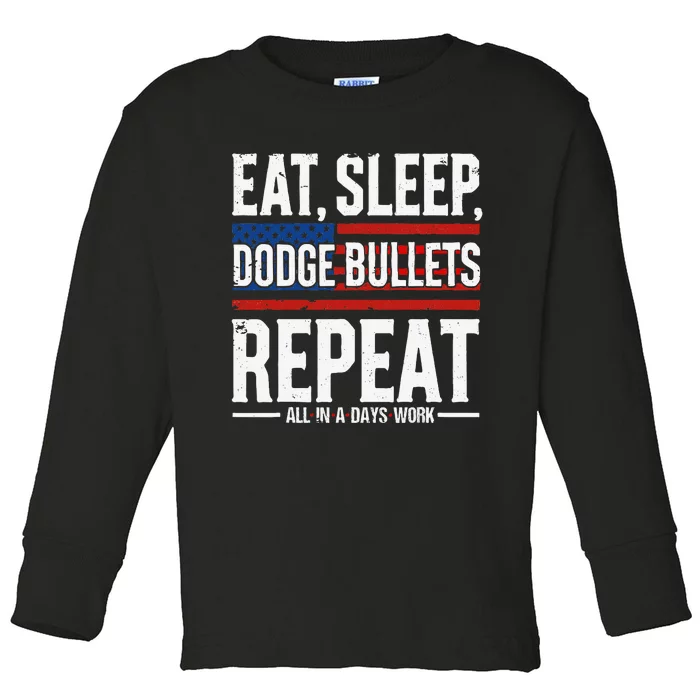 Eat Sleep Dodge Bullets Repeat Military Police Soldier Toddler Long Sleeve Shirt