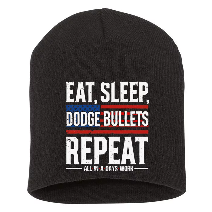 Eat Sleep Dodge Bullets Repeat Military Police Soldier Short Acrylic Beanie