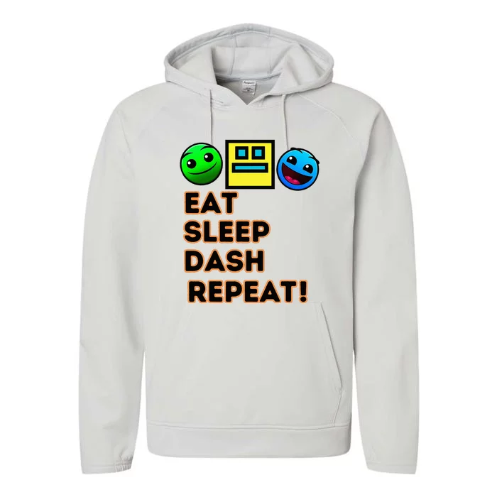 Eat Sleep Dash Repeat Video Game Geometry Performance Fleece Hoodie