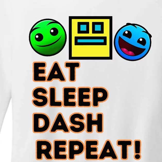 Eat Sleep Dash Repeat Video Game Geometry Womens CVC Long Sleeve Shirt