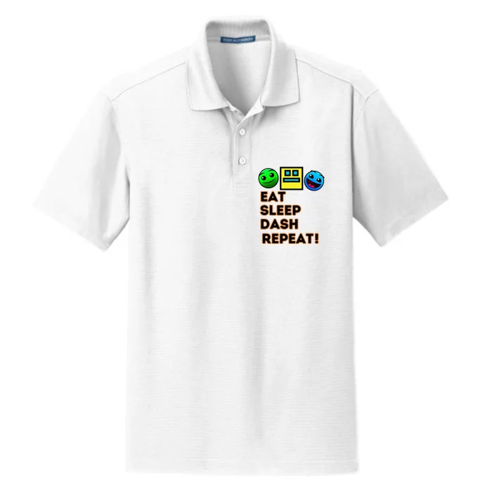 Eat Sleep Dash Repeat Video Game Geometry Dry Zone Grid Performance Polo