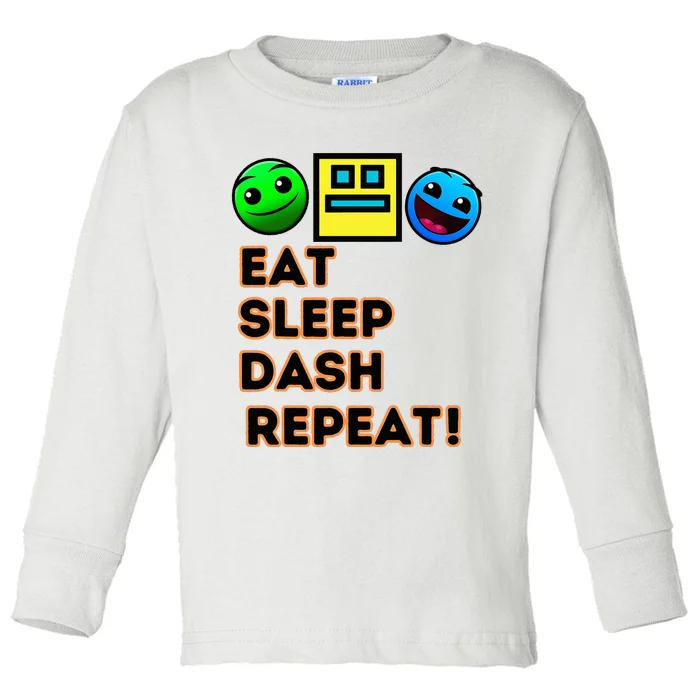 Eat Sleep Dash Repeat Video Game Geometry Toddler Long Sleeve Shirt