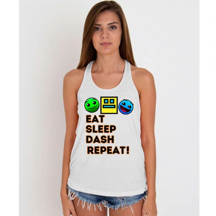 Eat Sleep Dash Repeat Video Game Geometry Women's Knotted Racerback Tank