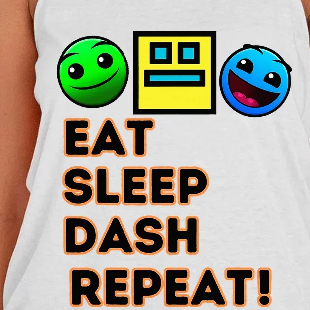 Eat Sleep Dash Repeat Video Game Geometry Women's Knotted Racerback Tank