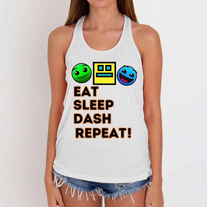 Eat Sleep Dash Repeat Video Game Geometry Women's Knotted Racerback Tank