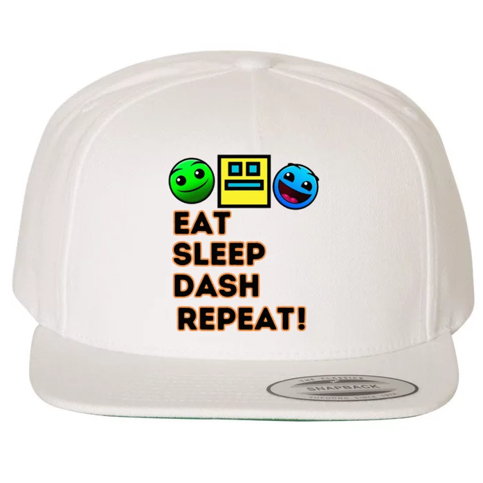 Eat Sleep Dash Repeat Video Game Geometry Wool Snapback Cap