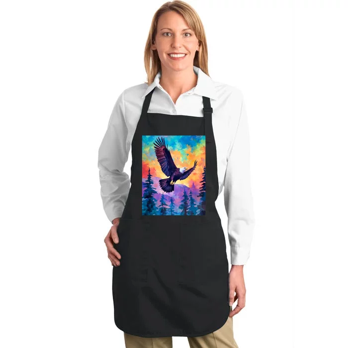 Eagle Spirit Designs Majestic Eagle Silhouette: Freedoms Colors Full-Length Apron With Pocket