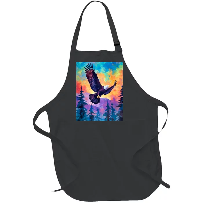 Eagle Spirit Designs Majestic Eagle Silhouette: Freedoms Colors Full-Length Apron With Pocket