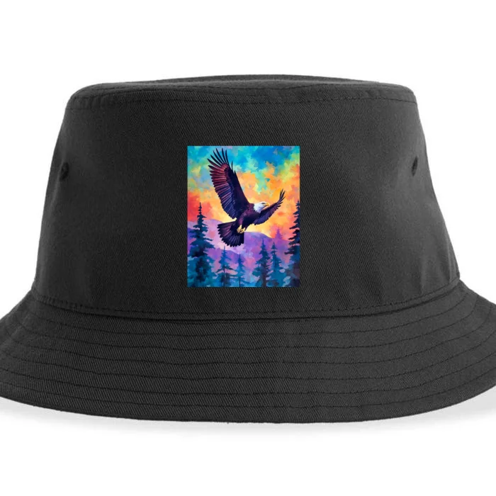 Eagle Spirit Designs Majestic Eagle Silhouette: Freedoms Colors Sustainable Bucket Hat