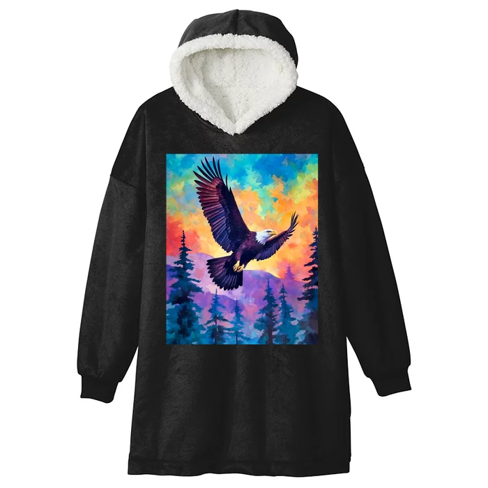 Eagle Spirit Designs Majestic Eagle Silhouette: Freedoms Colors Hooded Wearable Blanket