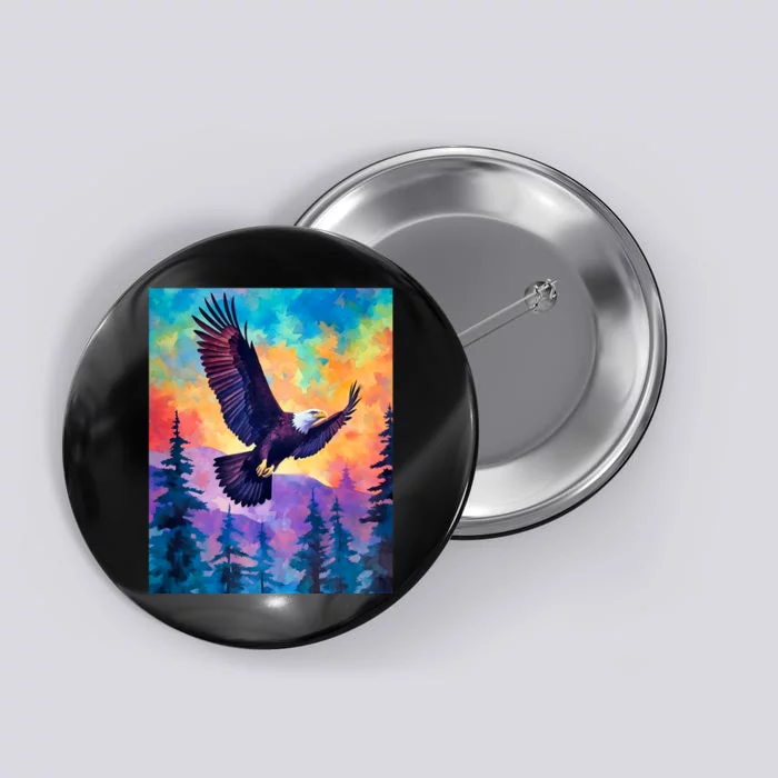 Eagle Spirit Designs Majestic Eagle Silhouette: Freedoms Colors Button