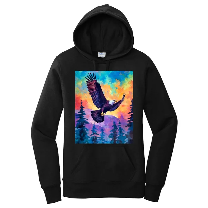 Eagle Spirit Designs Majestic Eagle Silhouette: Freedoms Colors Women's Pullover Hoodie