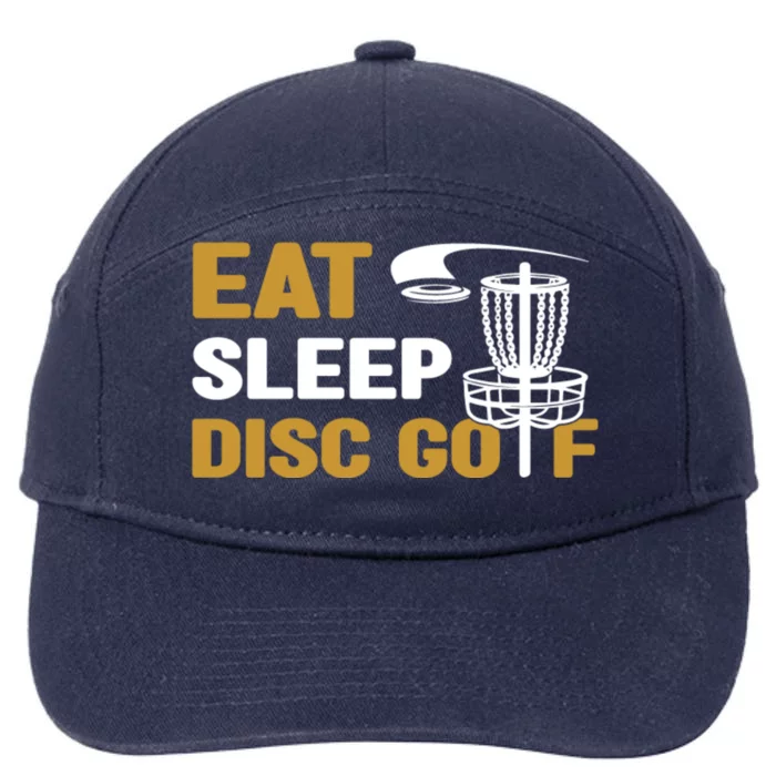 Eat Sleep Disc Golf Frolf Disc Golf Tee 7-Panel Snapback Hat