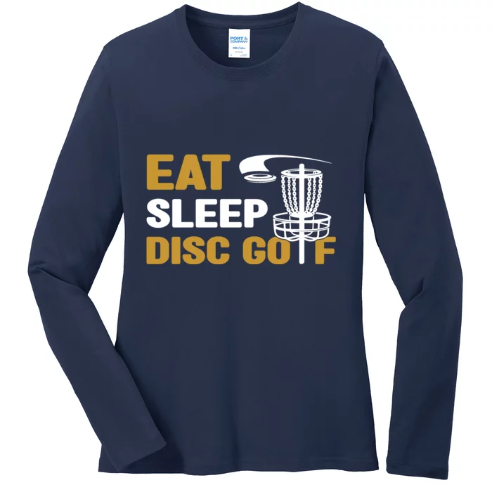 Eat Sleep Disc Golf Frolf Disc Golf Tee Ladies Long Sleeve Shirt