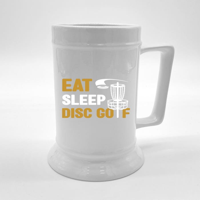 Eat Sleep Disc Golf Frolf Disc Golf Tee Front & Back Beer Stein