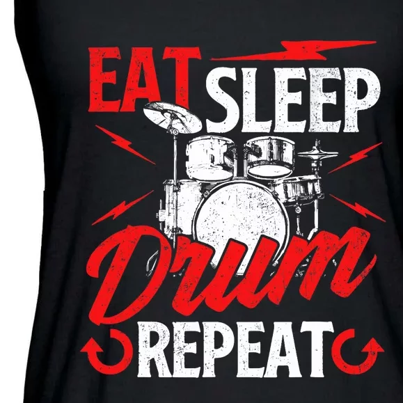 Eat Sleep Drum Repeat Drummer Drumming Band Lover Ladies Essential Flowy Tank