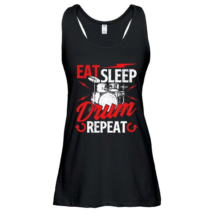 Eat Sleep Drum Repeat Drummer Drumming Band Lover Ladies Essential Flowy Tank