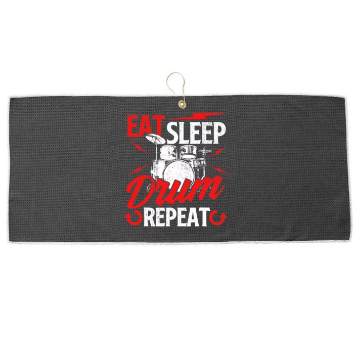 Eat Sleep Drum Repeat Drummer Drumming Band Lover Large Microfiber Waffle Golf Towel