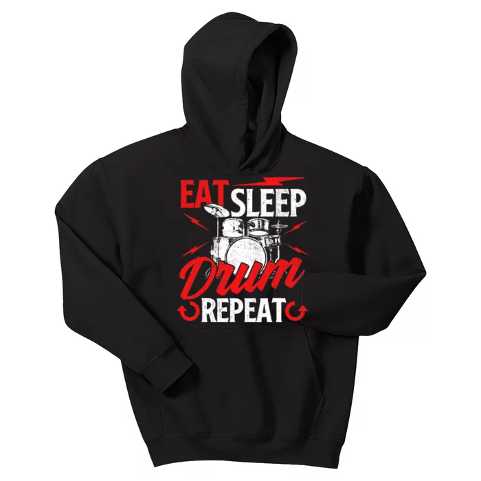 Eat Sleep Drum Repeat Drummer Drumming Band Lover Kids Hoodie