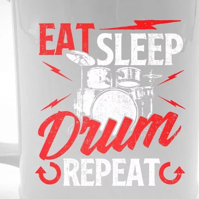 Eat Sleep Drum Repeat Drummer Drumming Band Lover Front & Back Beer Stein