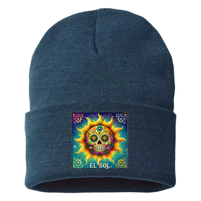 El Sol Dia De Muertos Sustainable Knit Beanie