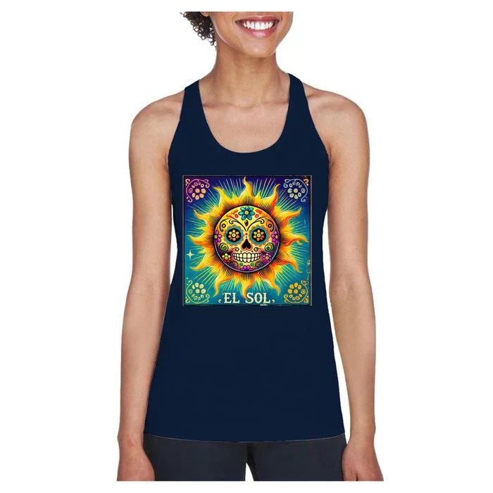 El Sol Dia De Muertos Women's Racerback Tank