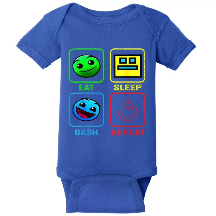 Eat Sleep Dash Repeat Video Game Geometry Video Gamer Cool Gift Baby Bodysuit