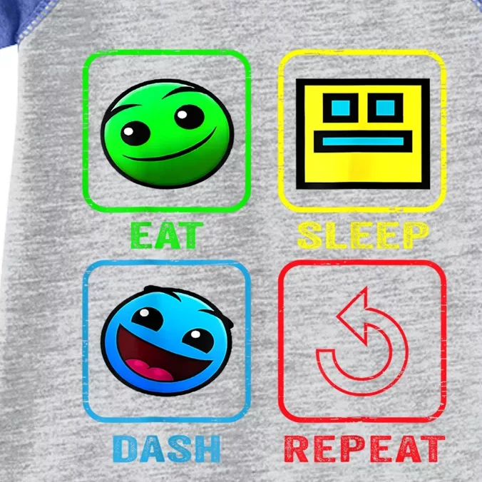 Eat Sleep Dash Repeat Video Game Geometry Video Gamer Cool Gift Infant Baby Jersey Bodysuit