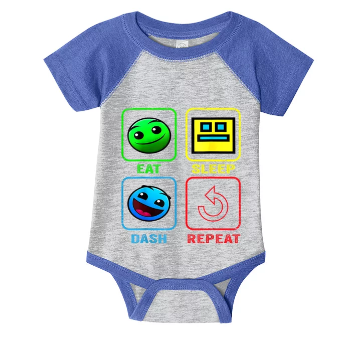 Eat Sleep Dash Repeat Video Game Geometry Video Gamer Cool Gift Infant Baby Jersey Bodysuit