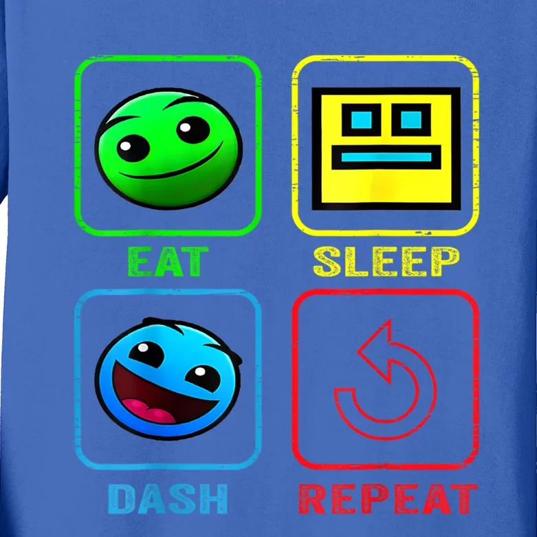 Eat Sleep Dash Repeat Video Game Geometry Video Gamer Cool Gift Kids Long Sleeve Shirt