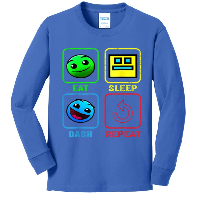 Eat Sleep Dash Repeat Video Game Geometry Video Gamer Cool Gift Kids Long Sleeve Shirt