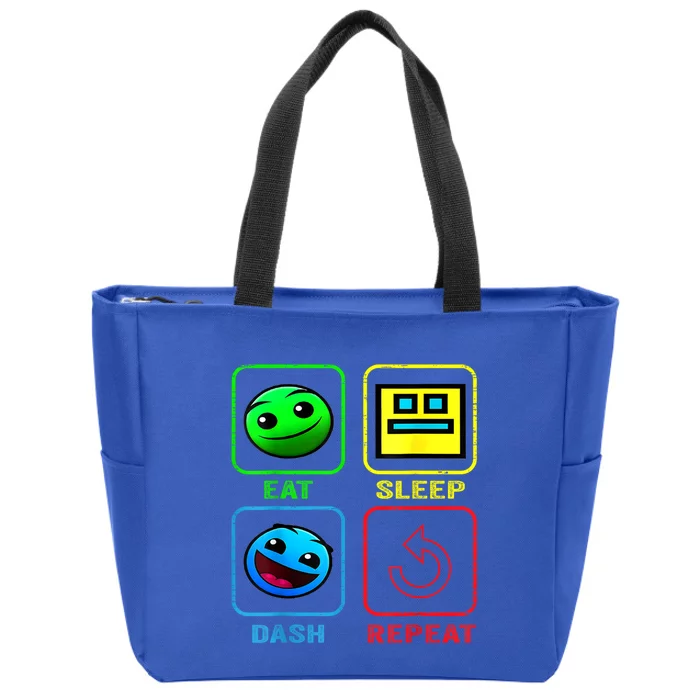 Eat Sleep Dash Repeat Video Game Geometry Video Gamer Cool Gift Zip Tote Bag