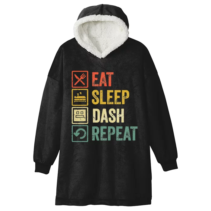 Eat Sleep Dash Repeat Video Game Geometry Hooded Wearable Blanket