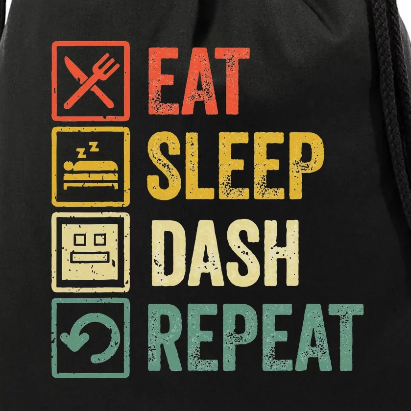 Eat Sleep Dash Repeat Video Game Geometry Drawstring Bag