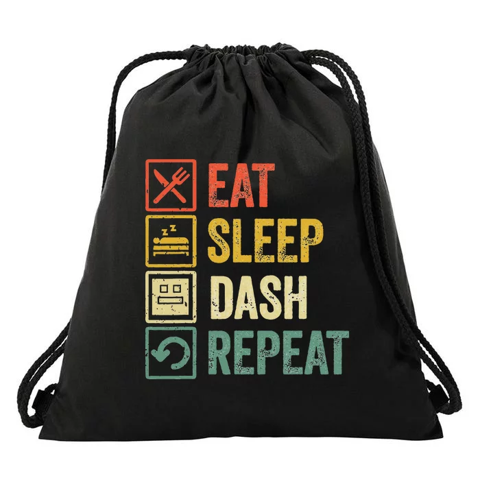 Eat Sleep Dash Repeat Video Game Geometry Drawstring Bag