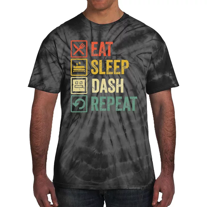 Eat Sleep Dash Repeat Video Game Geometry Tie-Dye T-Shirt