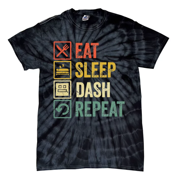 Eat Sleep Dash Repeat Video Game Geometry Tie-Dye T-Shirt