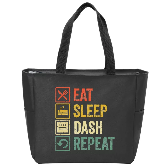 Eat Sleep Dash Repeat Video Game Geometry Zip Tote Bag