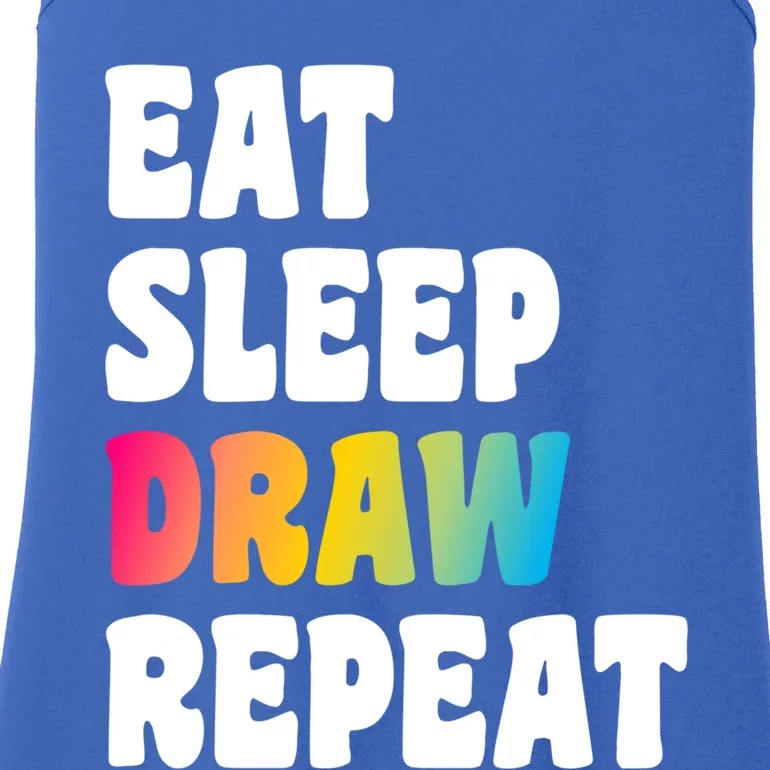 Eat Sleep Draw Repeat Art Funny Artist Creative Drawing Gift Cool Gift Ladies Essential Tank