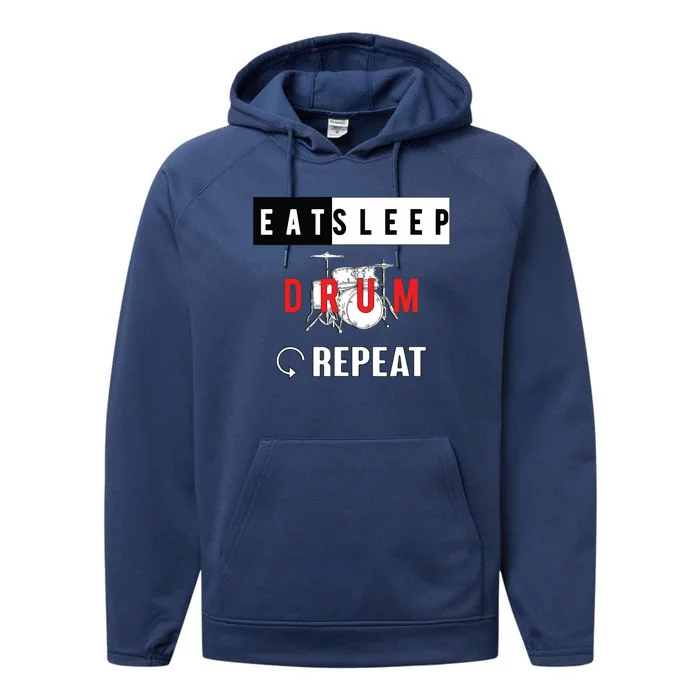 Eat Sleep Drum Repeat Drumming Drummer Performance Fleece Hoodie