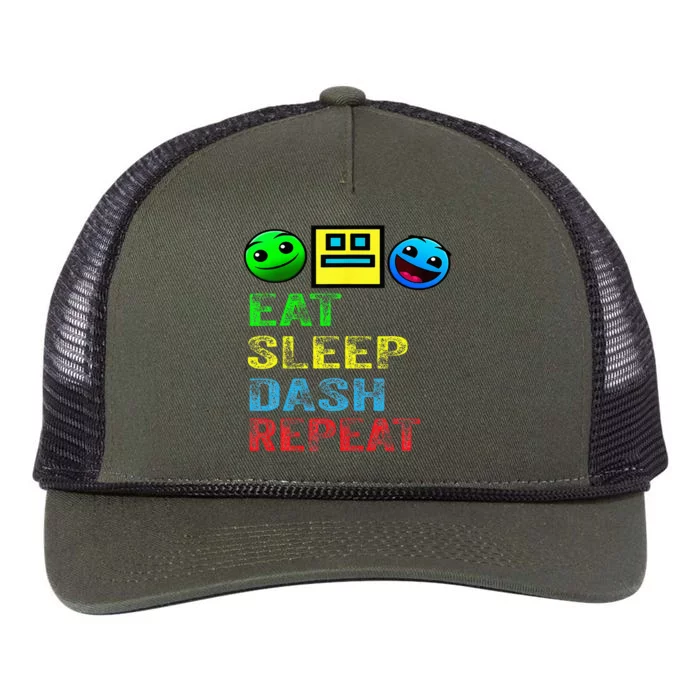 Eat Sleep Dash Repeat Video Game Geometry Retro Rope Trucker Hat Cap